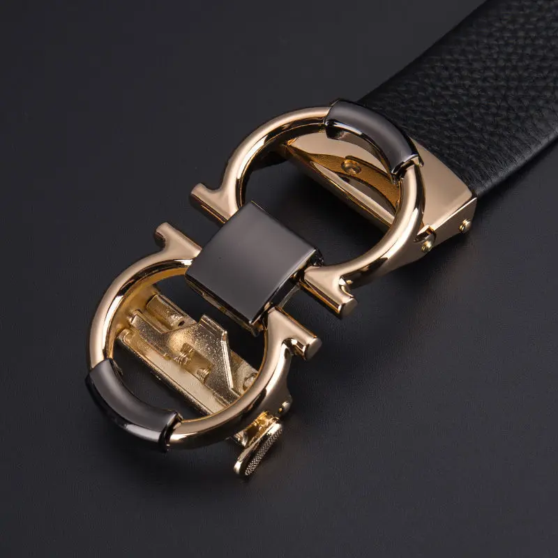 

Men's casual business top layer soft cowhide leather belt designer alloy automatic buckle belt