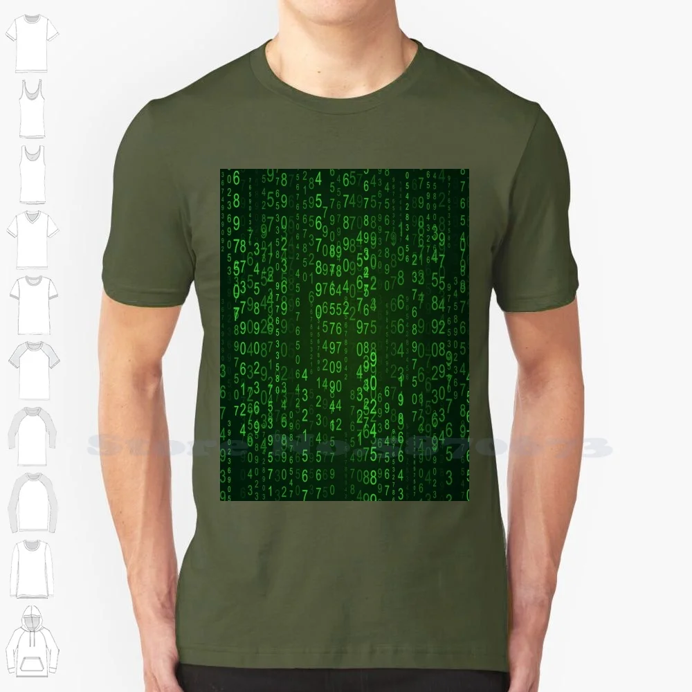 Random Numbers In Matrix Green Black White Tshirt For Men Women