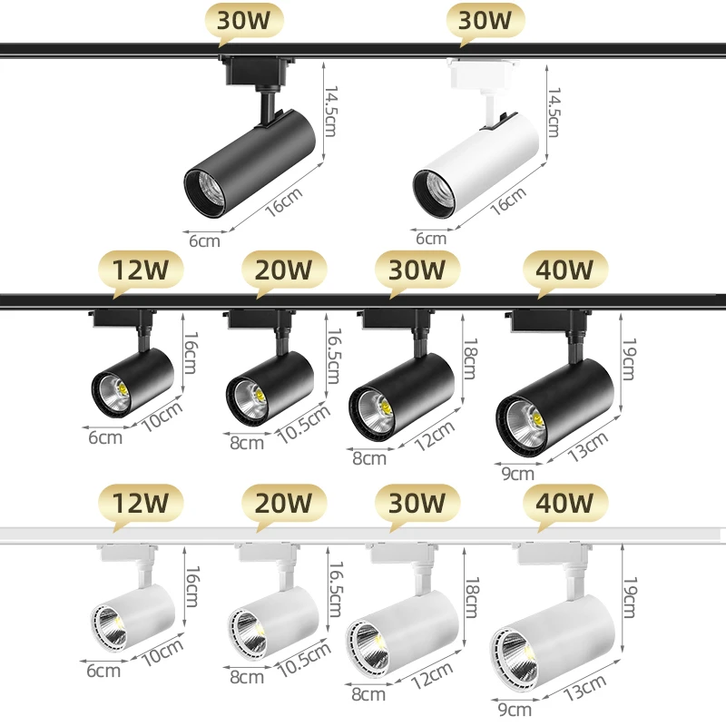 Set Led Track Light Wall Lamp 220v Cob Track Spotlights 12W 20W 30W 40W Track Rail Lighting Fixture For Kitchen Home Shop Store 2