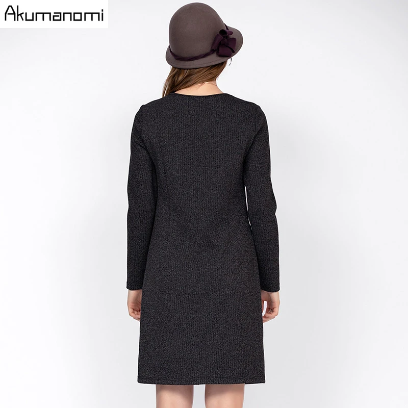 Осенне-весеннее женское платье, плюс размер, 5xl-l, v-образный вырез, длинный рукав, серые, повседневные, вечерние, мини, офисные платья, Vestido Robe Hiver Femme Jurk
