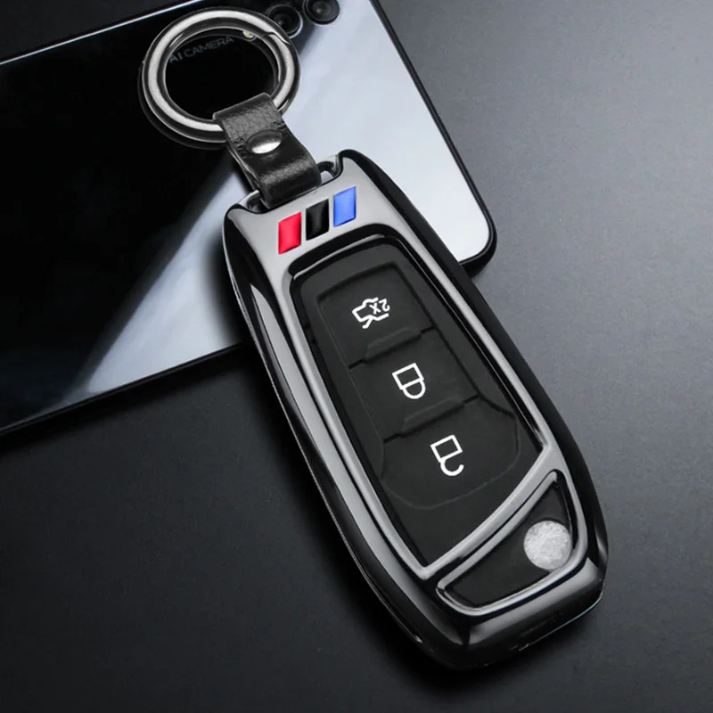 Автомобильный Брелок чехол для Ford Everest Explorer Edge Kuga Focus F-150 F-250 F-350 Ranger Explorer KA Fiesta подходит Mondeo Fusion - Название цвета: black ring set