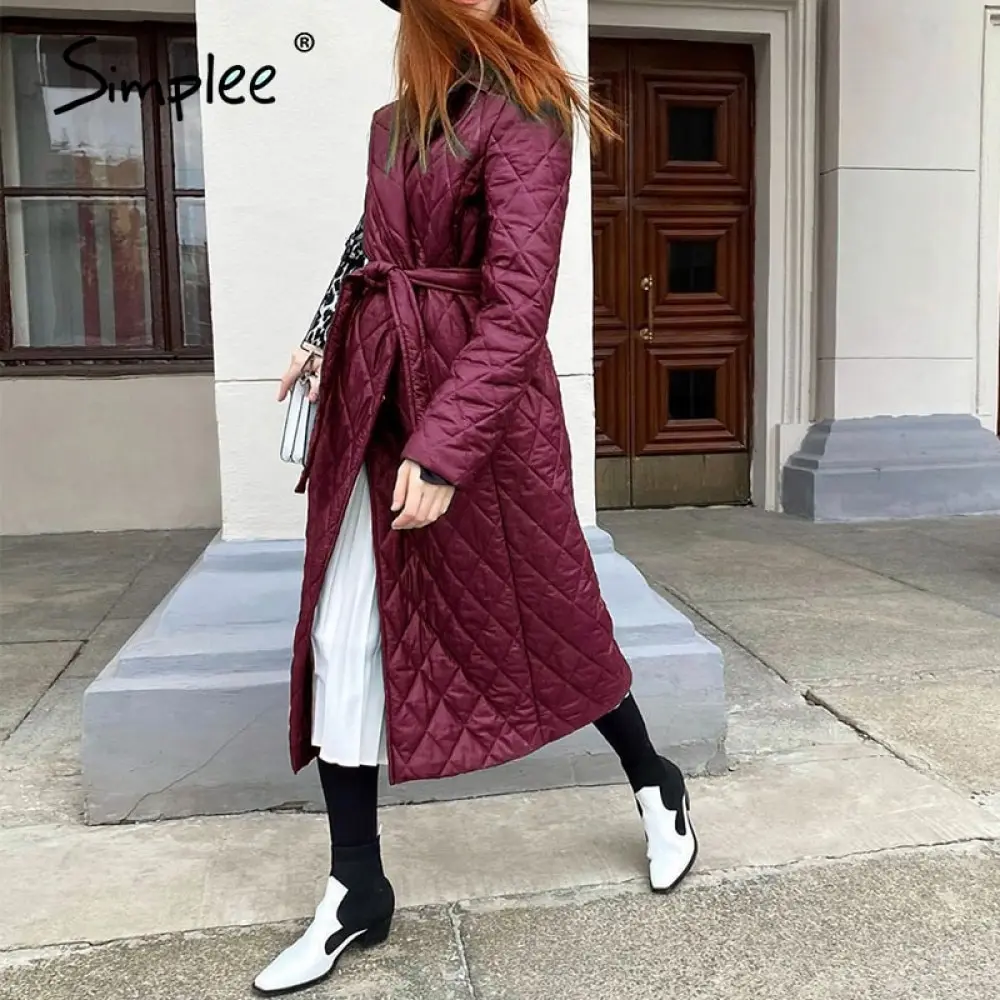 Winter Coat Padded Simplee Women Parkas Tailored Female Long Pocket Casual Cotton Stylish