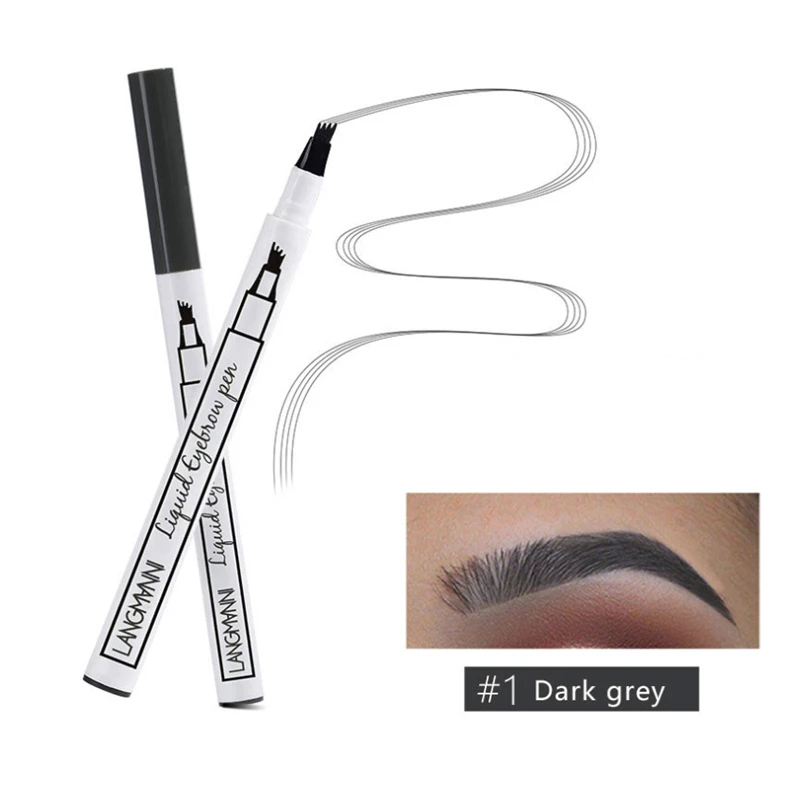 Microblading тату-ручка для бровей, водостойкая, 4 головки, тонкий эскиз, жидкий карандаш для бровей, стойкий макияж бровей, 3 цвета
