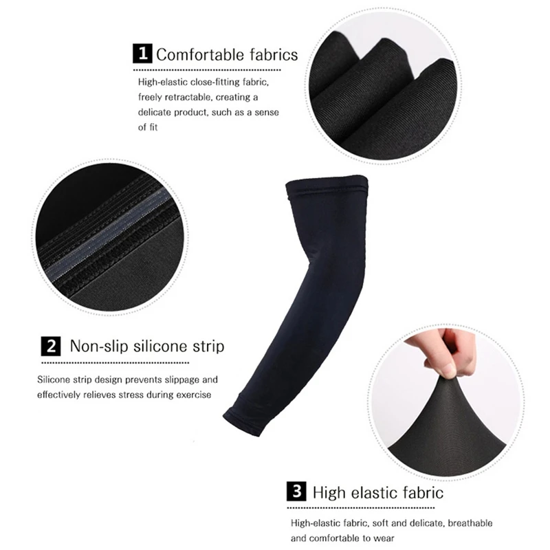 Cycling Sunscreen Bands 1 pcs Sport Arm Sleeve Ice Fabric Warmer Summer UV Protection Running Basketball Volleyball Black White