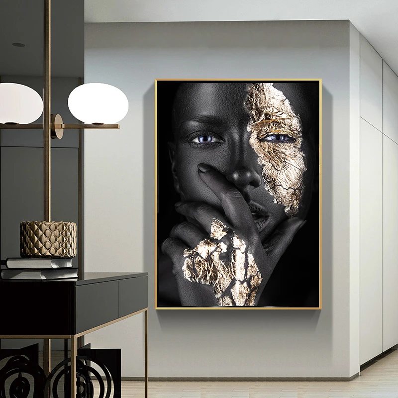 Scandinavian Painting Canvas Wall Art Poster African Art Black And Gold  Purple Woman Living Room Decoration Figure Pictures - Painting &  Calligraphy - AliExpress