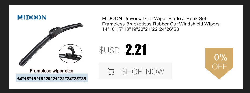 MIDOON Wiper LHD RHD Front Wiper Blades For SEAT Ibiza 6J 2008 - 2017 2016 Windshield Windscreen Front Window 24''+16''
