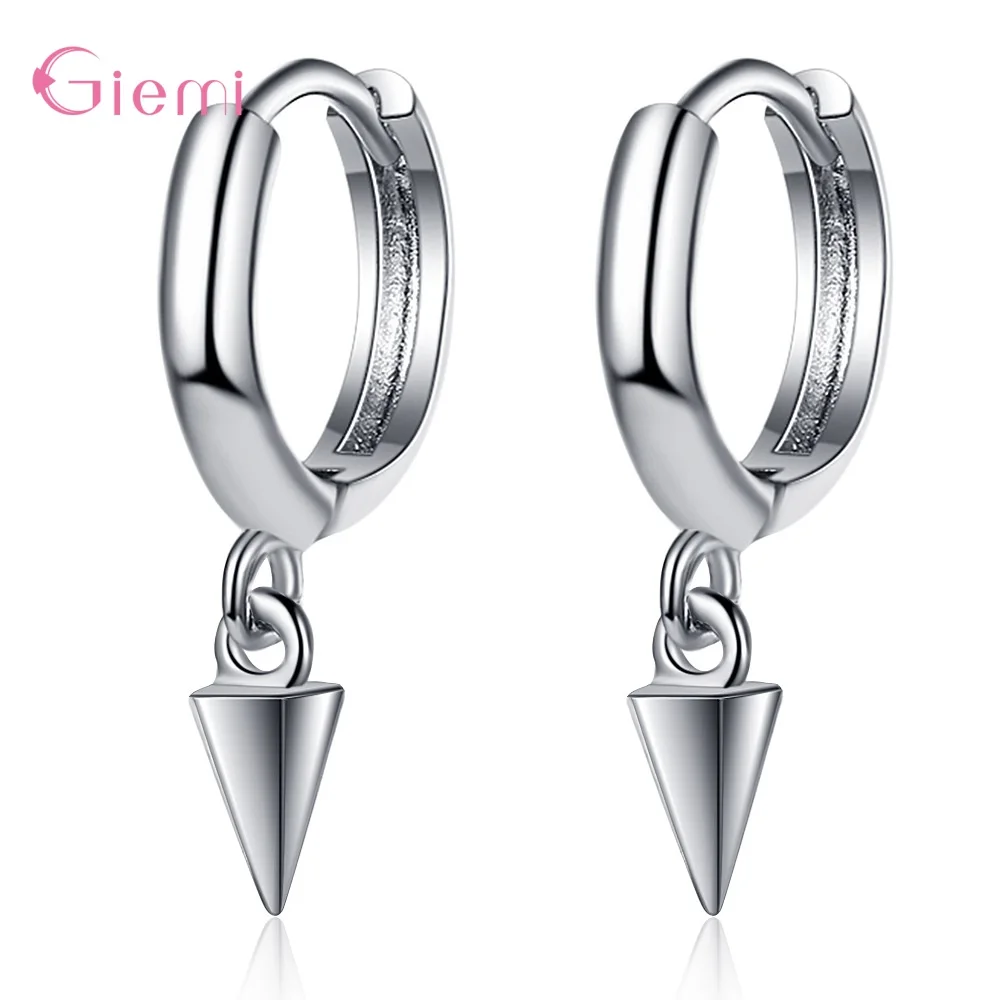 

Authentic 925 Silver Simple Style Cone Pattern Pendant Dangle Earrings For Women High Quality Fashion Jewelry Gift