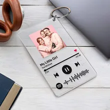

Customize Album Cover Couple Photo Keychain New Acrylic Keychains Personalised Spotify Code Plaque Keyring Valentine's Day Gifts
