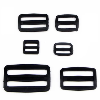 

5pcs Plastic Adjust clasp for backpack Webbing Tri-ring bag Backpack Strap Buckle Curve Slider black accessories for bags 2019