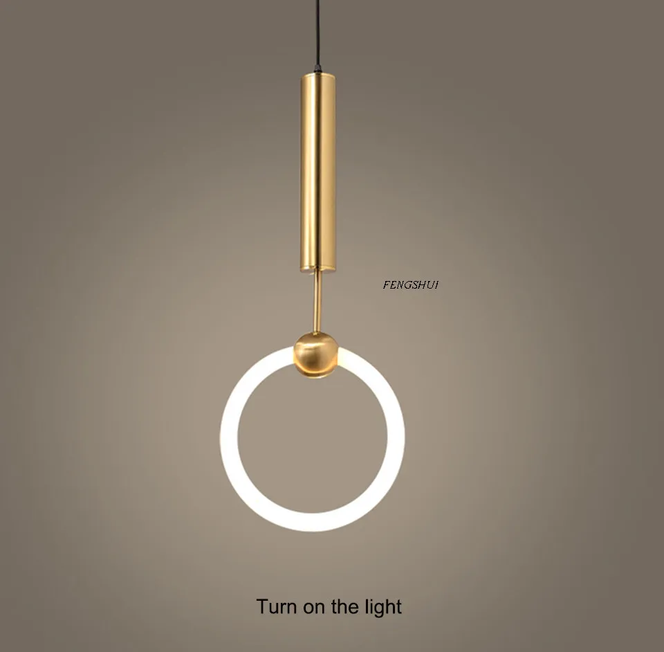 Nordic LED Metal Ring Pendant Lights Lighting Art Single Head Ring Pendant Lamp Cafe Living Room Restaurant Decor Light Fixtures