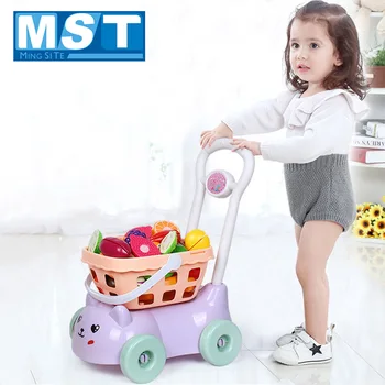 

Grocery Toys Supermarket Cart Shopping Cart Trolley Groceries Mini Basket Baby Games House Pretend Play Toys For Girls Children