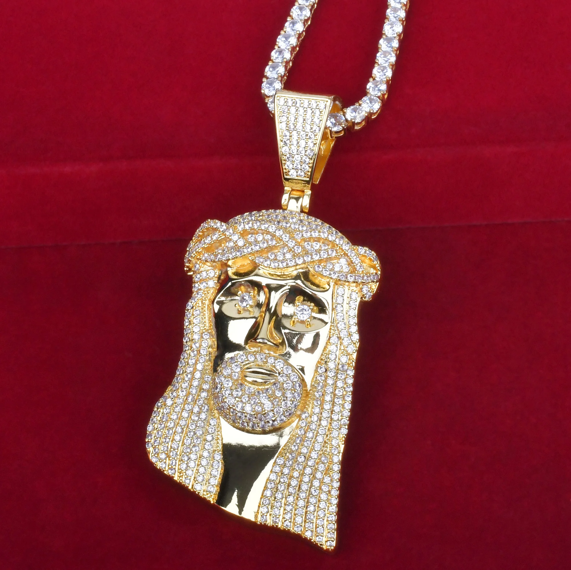 Religious Jesus Head Pendant Necklace 