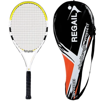 

Regail 1 Piece Tennis Racket Carbon Fiber Women Man Male Tennis Racket for Match Game Training with Free Bag(Yellow)