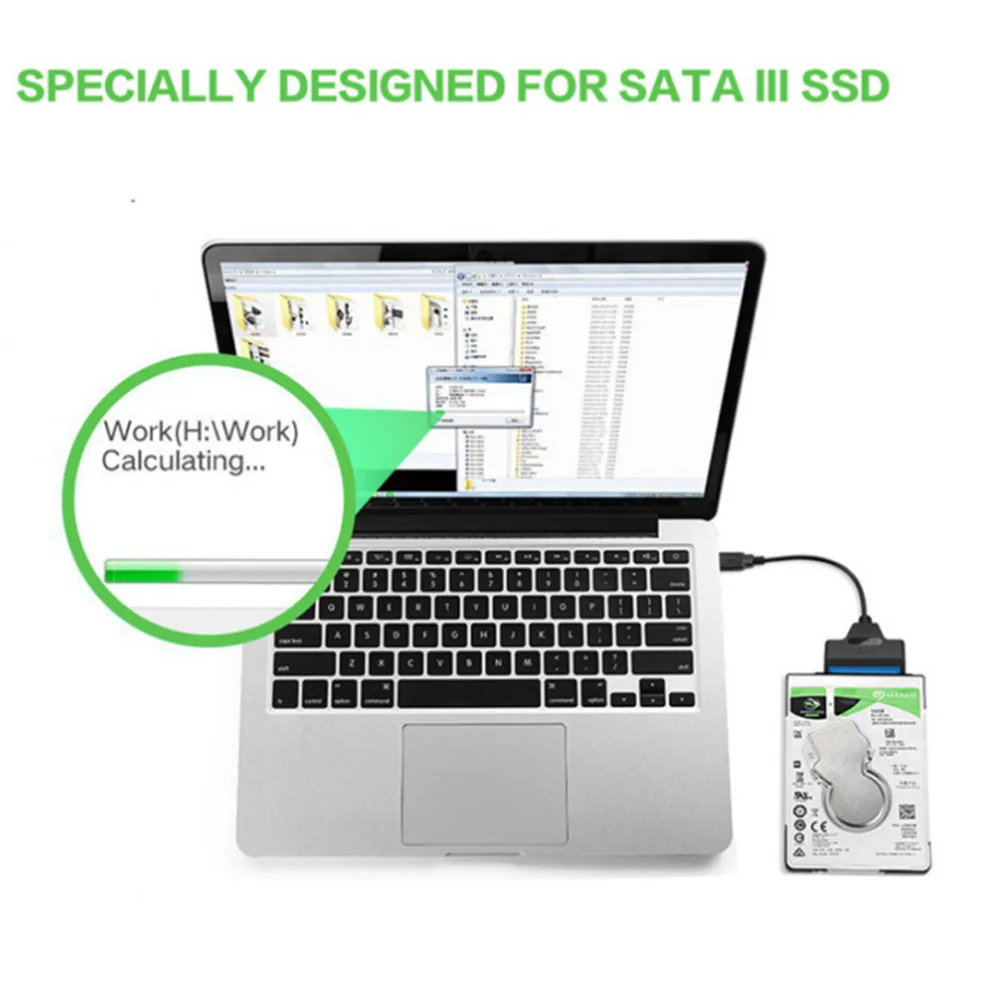 Sata To USB Cable LccKaa Sata 3 To Type-C USB 3.1 Adapter Up To 6 Gbps Support 2.5 Inches SSD HDD Hard Drive 22 Pin