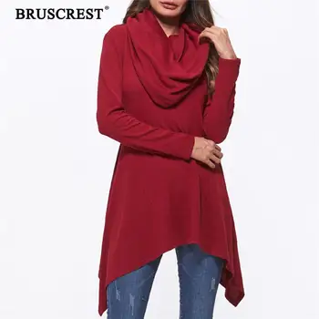 

2019 New Women Sweater Dress Long Knitted Long Sleeve Hooded Pullover Plus Size Fall Red Casual Asymmetrical Vintage Sweater