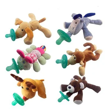 

1Pcs Cartoon Pacifie 24 Animal Selection Toddler Infant Baby Soothie Plush Animal Toys Soother Boy Girl Kids Silicone Pacifiers