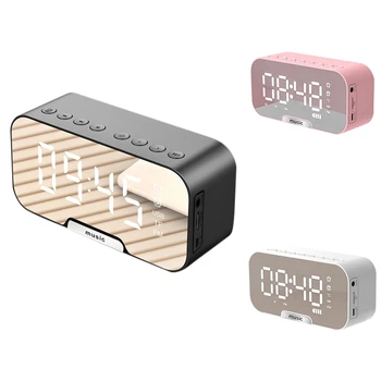 

Alarm Clock Bluetooth Speaker Multifunction with LED Mirror Snooze Wireless Subwoofer Music Player Table Clock