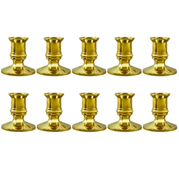 

CSS 10X Gold Pillar Candle Base Taper Candle Holder Candlestick Christmas Party Decor