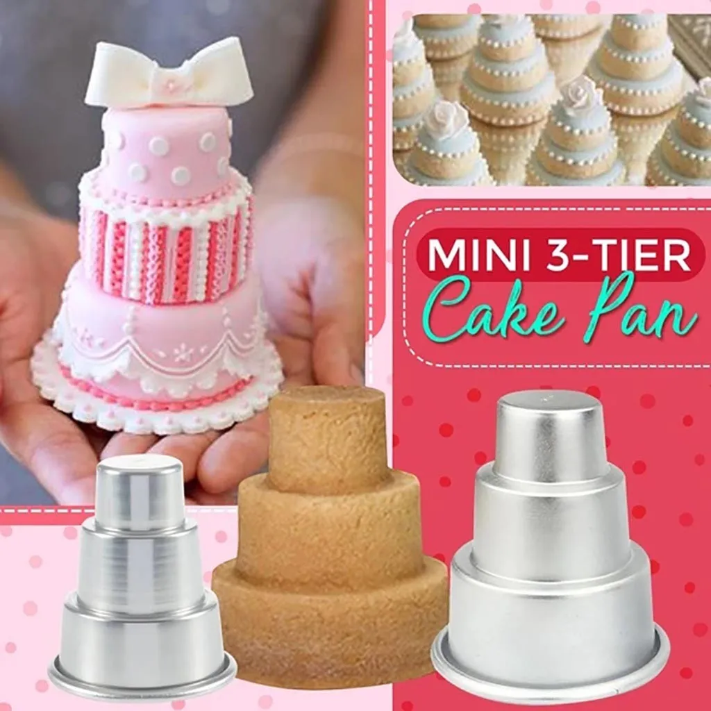 3 Size Mini Three-tiered Cake Pan Pudding Mold Muffin Decorating Mould DIY Tool@ 
