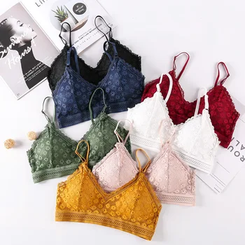 

Sitonjwly Women Push up Bra Seamless Bralette Lace French Style Lace Bras Female Underwear Brassiere Lingerie Crop Tube Tops