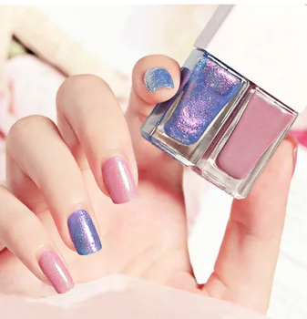 

Double bottle Nail Polish Two-color Pink Blue Shining Glittering Nail Art Polish Quick Dry Long Lasting Nail Art Decoration