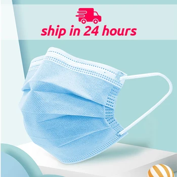 

10PC/20PC/50PC/100PC Fast Delivery Non Woven and Meltblown Disposable Face Mask 3 Layers Anti-Pollution Filter Adult Face Mask