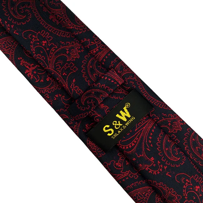 G15 Черный Красный Пейсли мужской s набор галстуков шелковые классические свадебные галстуки для мужчин Удлиненные вечерние модный носовой платок
