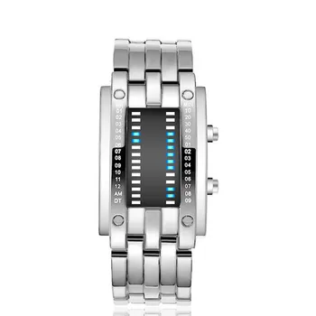 

Luxury Led Display Watch reloj hombre Men Stainless Steel Digital Wristwatch Man Fashion Bracelet Clock erkek kol saati