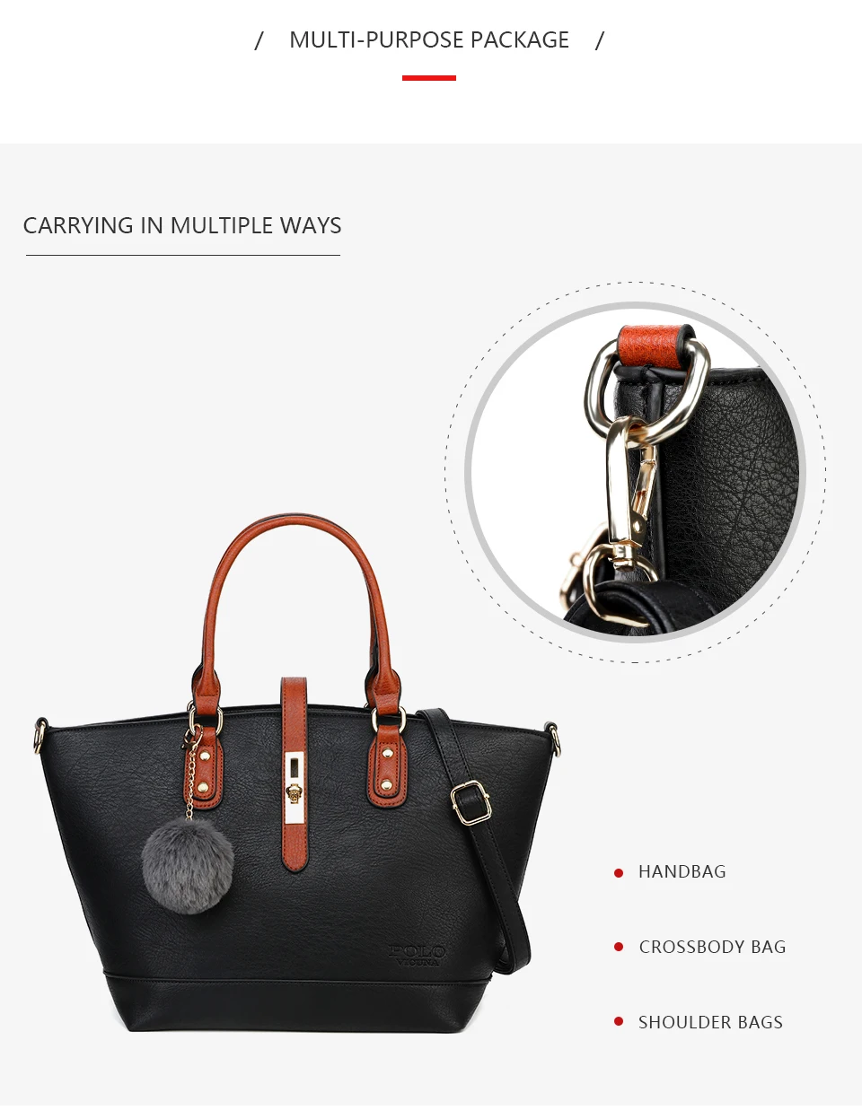 VICUNA POLO индивидуальные кожаные сумки для женщин с меховым шаром бренд панелями дизайн женская сумка bolsa feminina Новинка