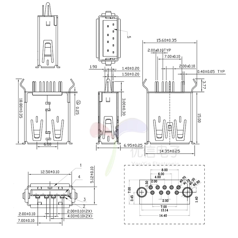 10PCS USB 3.0 Connector Socket High Speed Data Transmission USB 3.0 Jack Female 180 Degree Vertical AF Type USB (2)