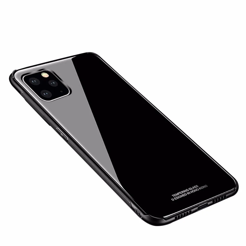 Чехол для IPhone 11 Pro Max 6,5 дюймов стильный прочный Чехол из закаленного стекла зеркальный Жесткий Чехол резиновый чехол - Цвет: BU