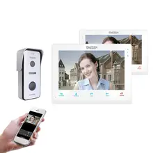 TMEZON Wireless/Wifi Smart IP Video Doorbell Intercom System,10 Inch+7 Inch Screen Monitor with 1x720P Wired Door Phone Camera