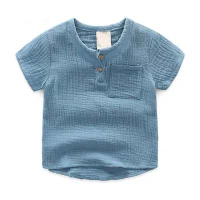 Girls Tops kids summer Clothes cotton tshirts children t-shirts for baby boys short sleeve t shirts solid linen beachwear