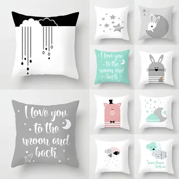 

Pillow Cover Christmas Nordic Cushion Cover Cartoon Cloud Moon Star Pattern Polyester Throw Pillow Case Car Sofa Home Decor