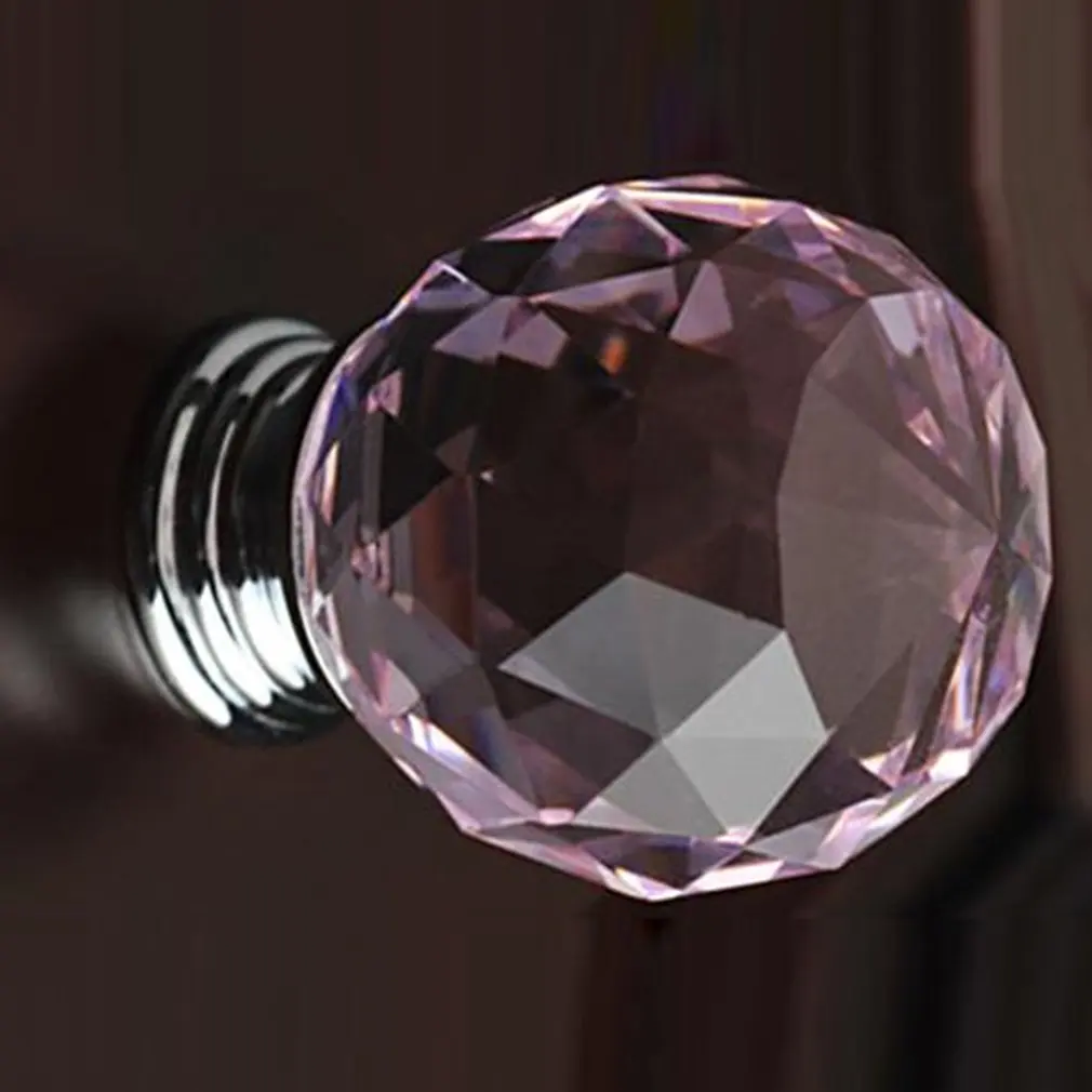 4x розовый кристалл стекло акрил двери ящика шкафа ручки для мебели+ Винты Высокое качество