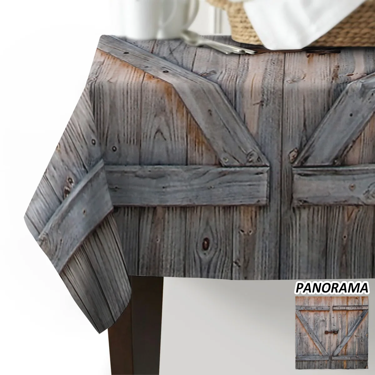 Wood Grain Barn Wood Door Lock Home Men Tablecloth For Table Table Cloths Stain Wedding Picnic Dinner Party Restaurant Country