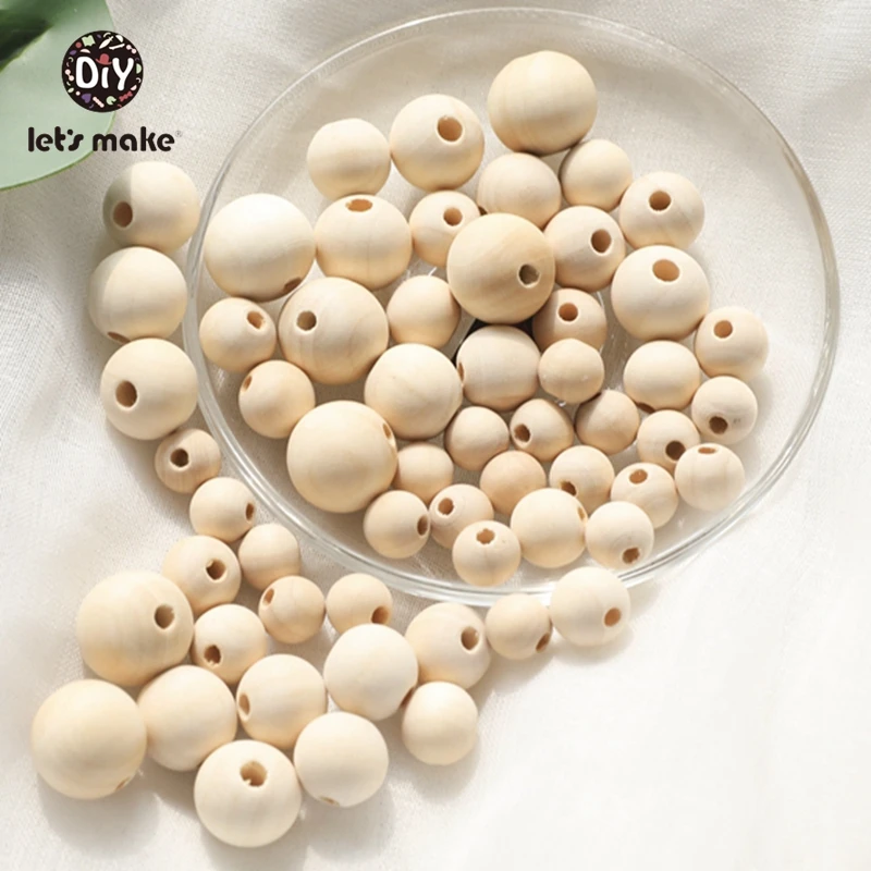 

Let's Make 100pcs Beech Maple Natural Wooden Beads For Jewelry Making Round Wholesale Eco-Friendly 8/10/12/16/18/20mm Handmade