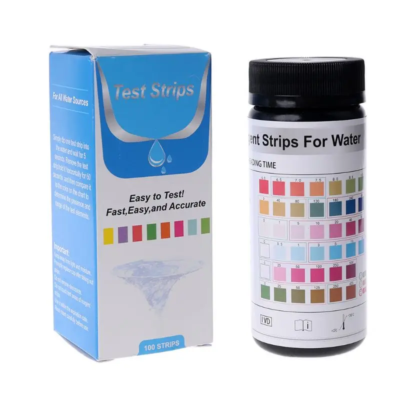 

100strips Water Test Paper 6in1 pH alkalinity Nitrite Chlorine Hardness Analyzer