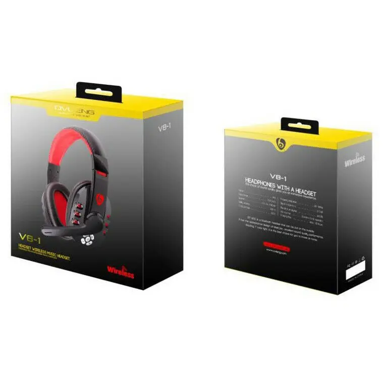 PYMH Wireless Headphone Gaming Headset Mic LED Stereo for PS4 Xbox One Smartphone