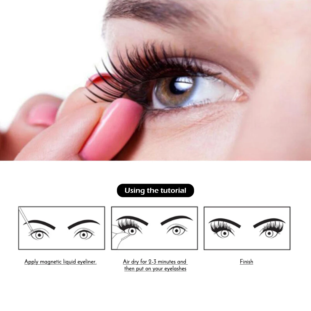 New Arrival Magnetic False Eyelashes& Eyeliner 5 Magnets Natural Soft Fake Eyelashes Extension with 2 Pairs Eyelashes