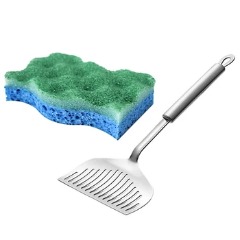 

6Pcs Double-Sided Dishwashing Sponge & 1Pcs Stainless Steel Frying Pan Spatula Kitchen Cooking Tools Big Fish Shovel