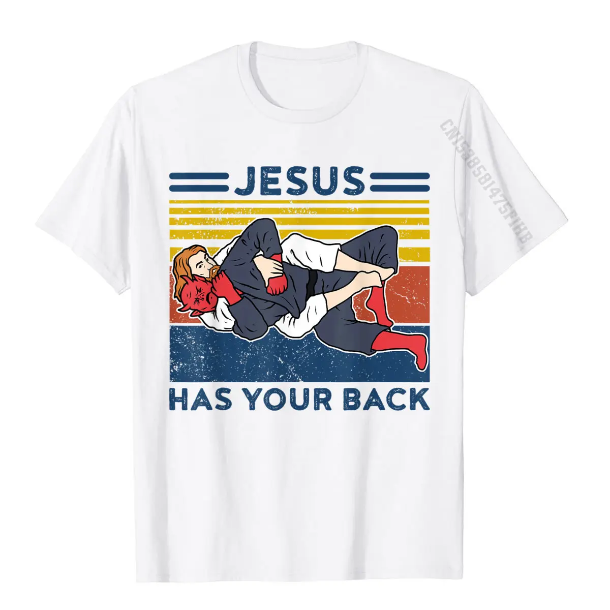 Men Wholesale Design Tops Tees Round Collar Summer/Autumn 100% Cotton Fabric T-shirts Printed Short Sleeve Casual T Shirt Jiu Jitsu Shirts Jesus Has Your Back Mens BJJ MMA Jujitsu T-Shirt__23 white