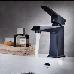 Vidric Новые поступления Уникальный дизайн латунный квадратный кран для раковины горячий и холодный Однорычажный Черный Масляный Матовый