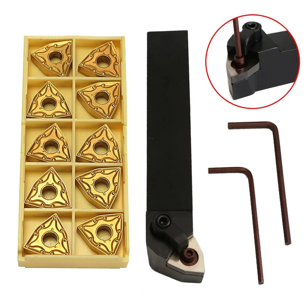 

1 Set Practical Lathe Turning Tool 1pc MWLNR2020K08 Holder + 10pcs WNMG080404 Carbide Insert