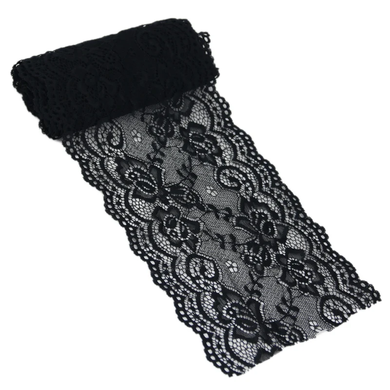 150mm Width White Elastic Lace Fabric French Hollow Underwear Lace Trim Curtain Tailing Decoration Clothes (3 meters/roll) Lace Ribbon Lace Fabric Lace Sewing Accessories Lace Sewing Supplies Lace Accessories Lace Garment Accessories Lace Decoration Lace Hair Accessories