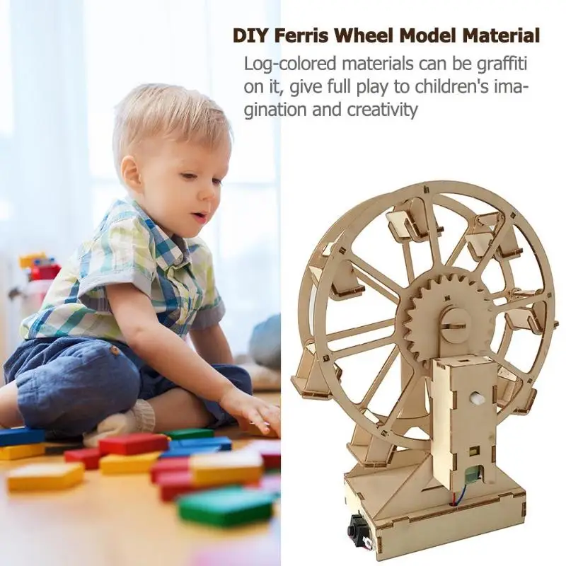 buy  DIY Wooden Ferris Wheel Model Materials Kit Science Experiment Assemble Toy children's imagination 