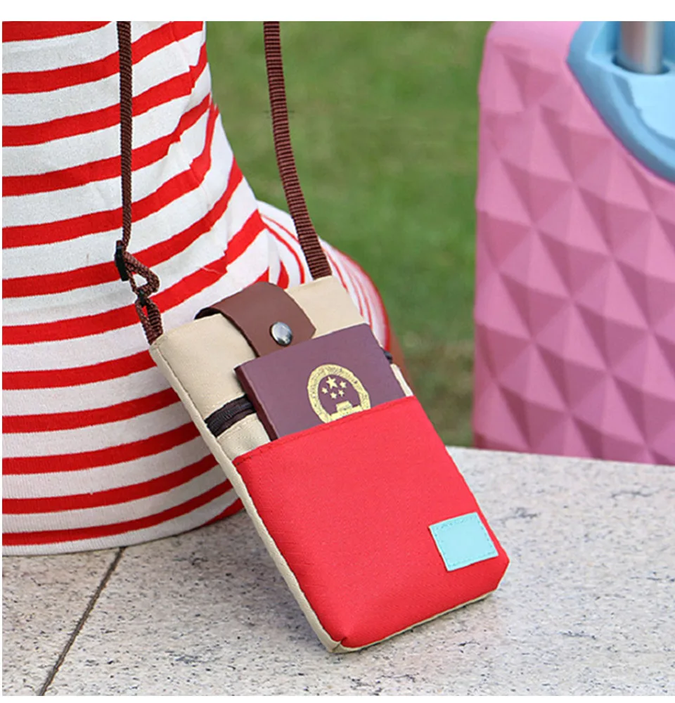 Vertical Shape Women Travel Passport Cover Wallet Package Coin Purse Phone Bags Crossbody Bag For Girls Portable Storage Pouch