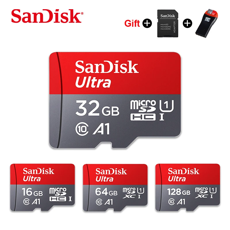 SanDisk Ultra Micro SD карта 64 Гб 128 ГБ 200 ГБ флеш-карта 32 Гб 16 Гб карта памяти cartao de memoria A1 класс 10 TF карта подарочный адаптер