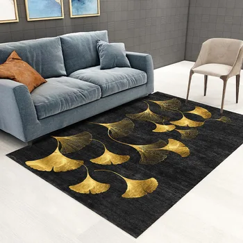 

Nordic Geometric Pattern Carpet Black And Yellow Carpet For Living Room Home Mat Delicate Large House Rug Anti-Slip