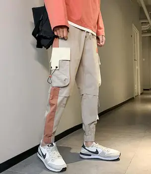 

2020 Spring New Men's Korean Multi-pocket Cotton trousers Loose Casual Cargo Pants Harajuku Track Pants Trendy Streetwear w401